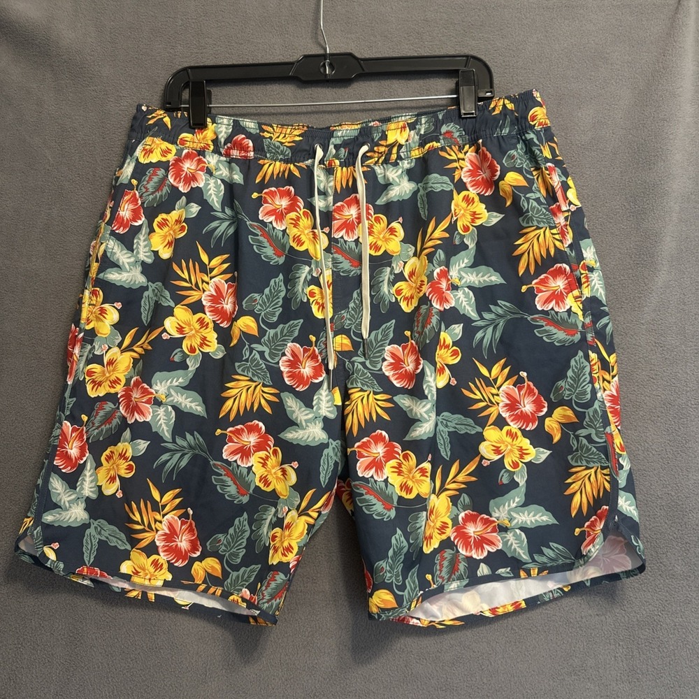 Fair Harbor Swim Trunks Shorts Tropical Floral Print‎ Lined Mens XL 8" Beach